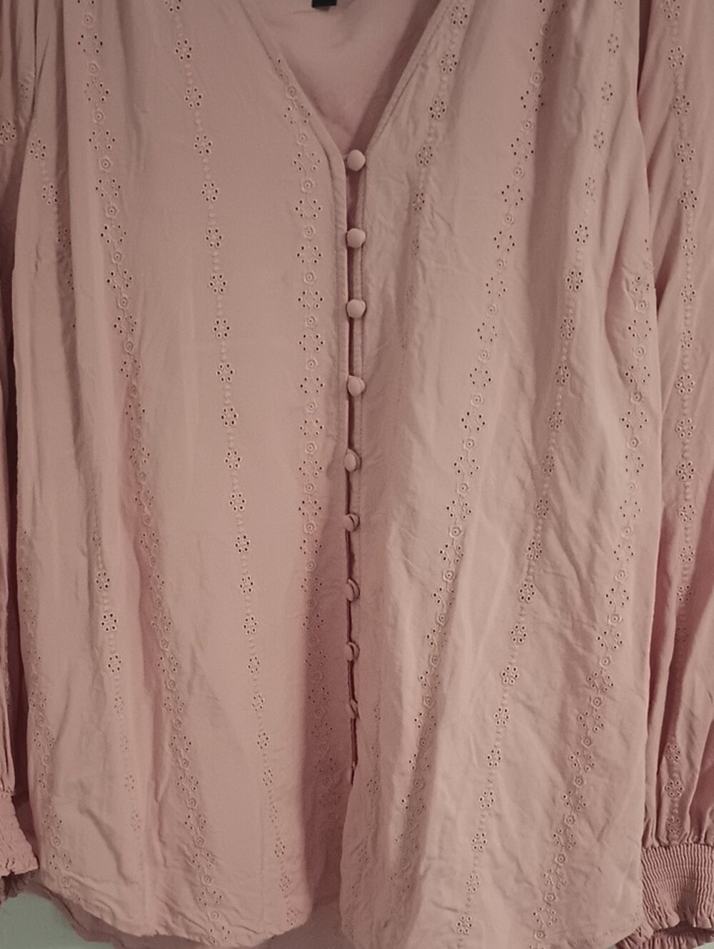 torrid Blush Pink Eyelet Button-Front Blouse - Picture 3 of 6